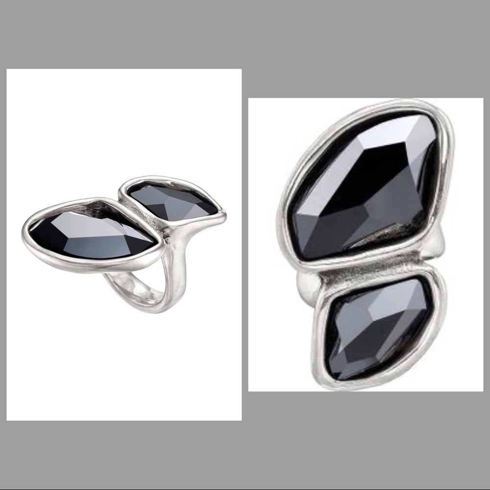 Uno de 50 Flash Black Bezel Set Swarovski Ring NWT